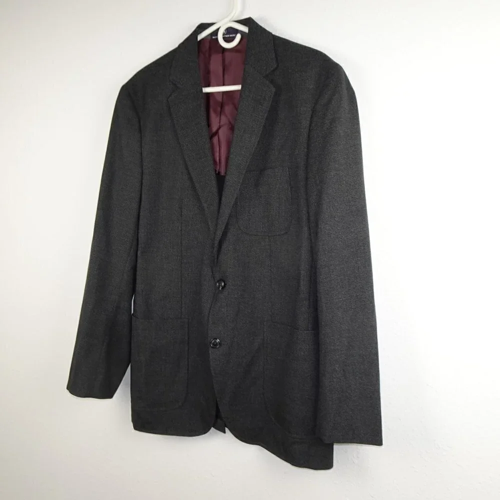 Hart Schaffner Marx Sport Jacket Men's 44R Size L Gray Executive Office Classic